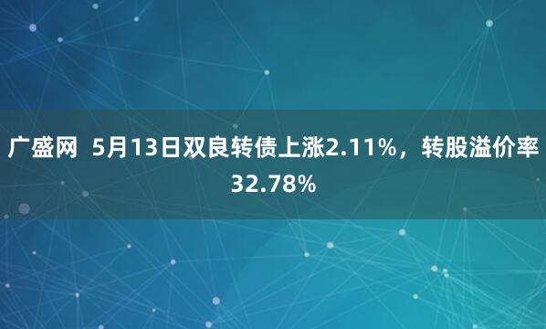 广盛网  5月13日双良转债上涨2.11%，转股溢价率32.78%